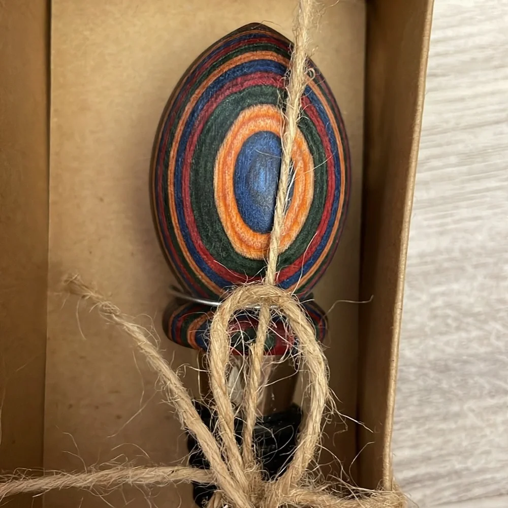 NWT Thirstystone Multicolor GT Wooden Conical Hypnotic Pattern Bottle Stopper